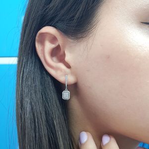 Diamanten (Brillant-Schliff) Ohrhänger Ohrringe Creole in 14 Karat Weißgold