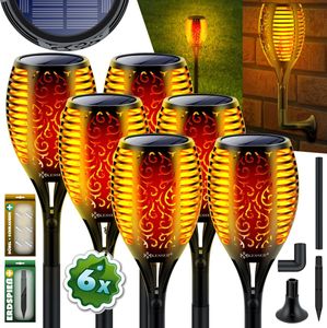 KESSER® Gartenfackel Solar Set Solarleuchten Flamme mit Wandhalterung + Erdspieß Licht-Sensor Wetterfest Garten Solarleuchte Fackel Lichter LED Gartenlampe Solarlampe Flammenlicht - 6er Set - 96 LED´s KESSER® Gartenfackel Solar Set Solarleuchten Flamme mit Wandhalterung + Erdspieß Licht-Sensor Wetterfest Garten Solarleuchte Fackel Lichter LED Gartenlampe Solarlampe Flammenlicht - 6er Set - 96 LED´s
