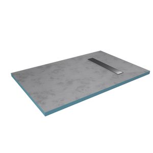 MARWELL Duschelement 90 x140 x 4 cm direkt befliesbar mit integrierter Ablaufrinne und waagerechtem Ablauf - Duschwanne mit integriertem Gefälle