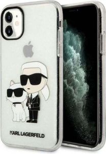 Karl Lagerfeld Pouzdro IML Glitter Karl &amp; Choupette NFT iPhone 11 Transparentní