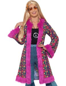 Smiffys Kostüm 60er Hippie Mantel pink Damen Fasching/Karneval PINK LX1