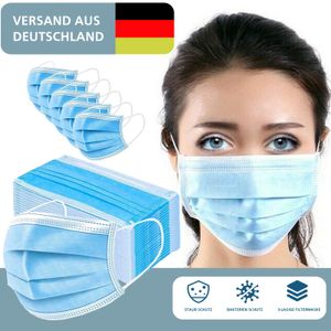 50x Mundschutz 3-lagig Atemschutz Maske Mundschutzmaske Hygienemaske Behelfsmaske Filtermaske Einwegmaske
