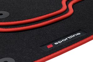 Fußmatten Sportline für Audi A3 8P 8PA Sportback Limo S-Line S3 Bj. 2003-2012, Bandeinfassung:Rot
