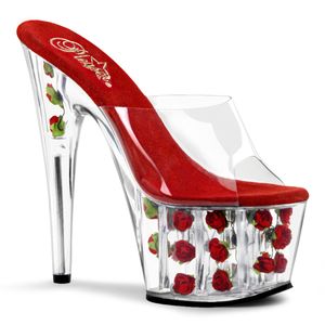 ADORE-701FL Damen Slipper von Pleaser, Transparent Rot , EU 40, US 10