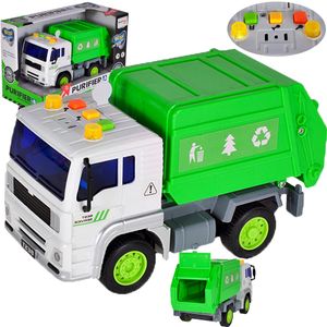 Malplay Lkw-Müllwagen Mit Geräusche, Zubehör Container, Mülleimer 1:20