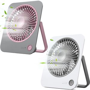 2 Stück Mobiler USB Ventilator, Ultra Thin Tischventilator leise, kleiner Ventilator mit 4 Geschwindigkeitsstufen, Einfach zu Tragen für Büro, Zuhause und im Freien