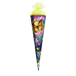 Geschenk-Schultüte Schmetterling 50 cm klein - 6-eckig Tüllverschluss
