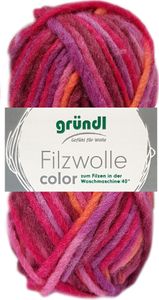 50 Gramm Gründl Wolle Filzwolle Color 30 Orange Fuchsia Lila Multicolor