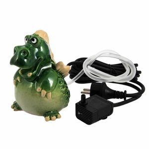 SIDCO Wasserspeier Drache Miniteich Figur Keramik grün m. Pumpe Wasserspiel Teichdeko