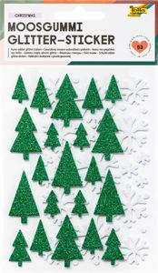 folia Moosgummi Glitter-Sticker CHRISTMAS 53 Stück auf 2 Bögen