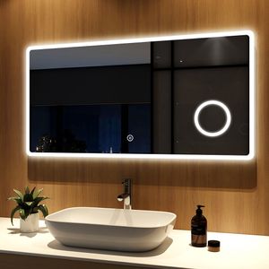 Meykoers LED Badspiegel 120x60cm Badspiegel mit Beleuchtung kaltweiß Lichtspiegel Badezimmerspiegel Wandspiegel mit Touchschalter IP44 energiesparend