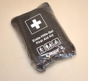 Kalff Erste-Hilfe-Set First Aid Kit Tasche für unterwegs Fahrrad Wandern schwarz