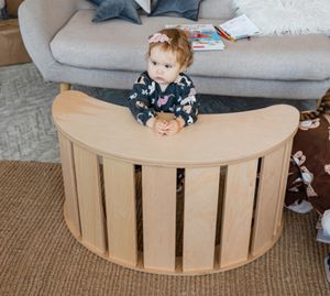 Kletterbogen Holz Schaukel + Tisch | Kletter Dreieck für Kinder | Montessori Spielzeug | Rockerboard Spielplatz