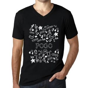Herren Grafik T-Shirt V-Ausschnitt Kritzelkunst Pogo – Doodle Art Pogo – Öko-Verantwortlich Vintage Jahrgang Kurzarm Lustige Druck Geburtstag Geschenk