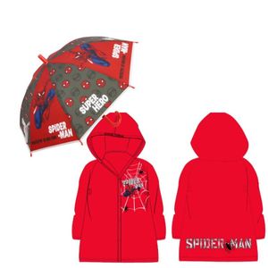 Marvel Spiderman Kinder Regenschirm plus Regenponcho – 128/134