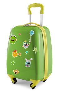 HAUPTSTADTKOFFER - For Kids - Kindergepäck, Kinderkoffer, Trolley für Kinder, Handgepäck mit Monster-Aufklebern, 24 Liter,Apfelgrün