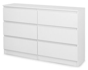 Schöne moderne Kommode mit 6 Schubladen 120 cm Sideboard Schrank: Weiß