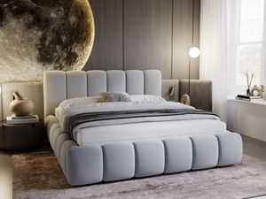 GRAINGOLD Exklusive Polsterbett Canico 200x200 cm - Designerbett mit Bettkasten & Lattenrost -  Hellgrau (Monolith 84)