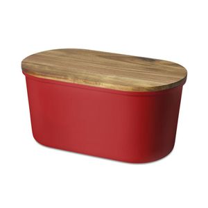 Echtwerk Brotbox "Fresh" Brotkasten, Akazienholz/Melamin, rot, 37 x 17 x 22 cm