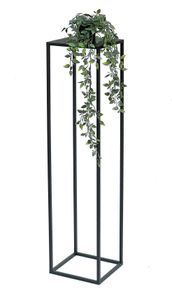 DanDiBo Blumenhocker Metall Schwarz Eckig 100 cm Blumenständer Beistelltisch 96351 Blumensäule Modern Pflanzenständer Pflanzenhocker