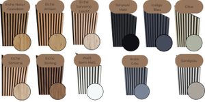 MEBANO. Muster Akustikpaneele Lamellenwand Wandpaneele Filz Holz 26,5 x 15 cm 11 Farben Sample