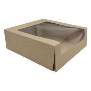 30 Stück Tortenkarton, braun mit Sichtfenster 30x30x8cm | Kuchenbox, Kuchenkarton