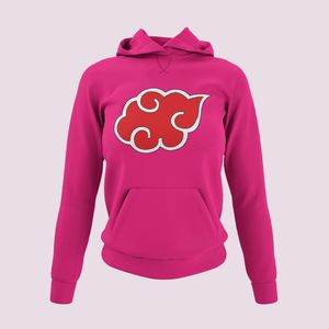 Damen Hoodie Kapuzenpullover Naruto Shippuden Akatsuki Wolke Rot Symbol Women Cloude Anime Manga Shirt