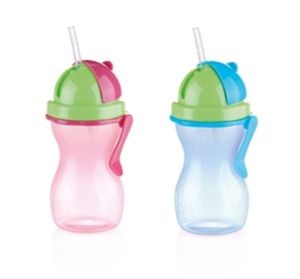Kinder Trinkflasche Wasser Strohhalm BPA Frei auslaufsicher Kindergarten 300ml , Farbe:Rosa