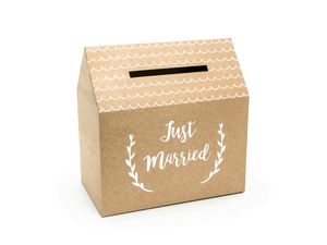Kartenbox Hochzeit 30,5cm Pappe, braun / weiß