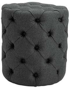 CLP Sitzhocker Drancy Stoff mit Zierknöpfen, Farbe:dunkelgrau, Größe:M