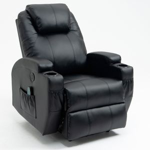 Elektrisch Massagesessel Relaxsessel Heizung Massage Liegefunktion Fernsehsessel Wärmefunktion TV Sessel USB Polstersessel Schwarz