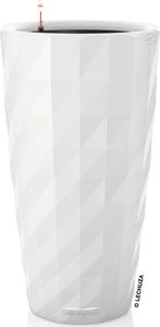 LECHUZA-Pflanzgefäß DIAMANTE Premium Weiß Hochglanz | Pflanzsäule mit Bewässerungssystem | Hochglanz-Oberfläche | Ø 40 x 75 cm | 15700