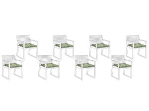 BELIANI Set mit 8 Sitzkissen für Gartenstuhl Grün Polyester Blättermuster Garten Terrasse Balkon Gartenaccessoiries