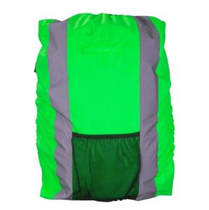 Safety Maker Rucksack Regenschutz reflektierend grün wasserbeständig 30 Liter, sichtbar bis 100 m, Rucksack Überzug, Regenhülle