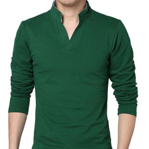 Herren T-Shirt Einfarbig Langarm V-Ausschnitt Slim Pullover Top für den Frühling