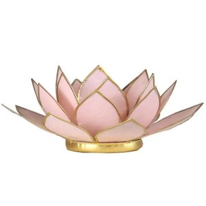 Lotus Teelichthalter rosa goldfarbig -- 13.5 cm