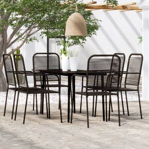 Gartenmöbelset 7-tlg. Outdoor-Essgarnitur 6 Personen Schwarz