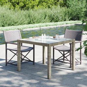 vidaXL Zahradní stůl 90x90x75 cm Tvrzené sklo Poly Ratan Grey