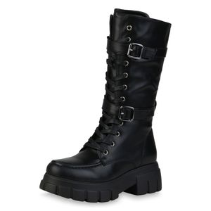 Giralin Damen Stiefeletten Plateau Boots Stiefel Schuhe 902253, Farbe: Schwarz, Größe: 37
