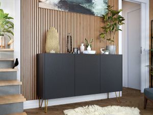 Komoda s dvířky WING - černá / marmur black royal