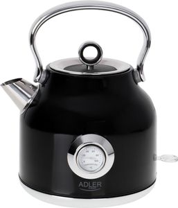 Adler AD 1346B elektrischer Wasserkocher 1,7 L 2200 W Schwarz, Metallic