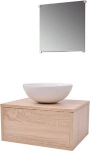 vidaXL 3-tlg. Badmöbel und Waschbecken Set Beige vidaXL 3-tlg. Badmöbel und Waschbecken Set Beige