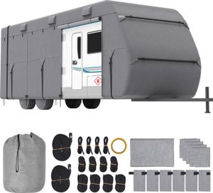 VEVOR Wohnwagen-Schutzhülle für 7,3-8,2 m Wohnwagen, Wohnwagenabdeckung aus Vliesstoff wasserdicht Winddicht, Universal-Wohnwagenhülle mit Aufbewahrungstasche, Reparaturflicken, Gurten, Klebeband