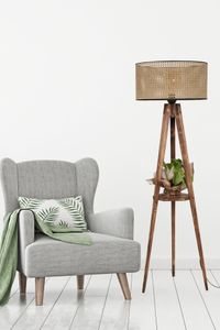 Opviq, Sehbalı Tripod Lambader Yanık Silindir Rattan Abajurlu, Stehlampen, Braun, Holz, 45 x 45 x 153 cm