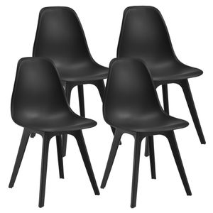 [en.casa] 4x Design Stühle 83 x 54 x 48cm Schwarz Esszimmer Stuhl Stühle Kunststoff Skandinavisch mit Bodenschoner