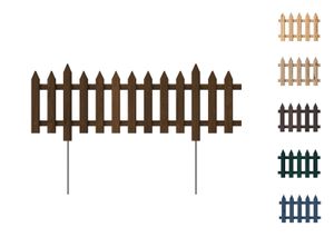 Floranica Steckzaun Gartenzaun Kiefer 1 stk 40 x 100 cm Braun Metallstäben Begrenzungszaun Dekorative Beeteinfassung Beetumrandung