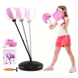 COSTWAY Punchingball 81-123cm höhenverstellbar, Boxset freistehend, Boxsack Set inkl. Boxhandschuhe und Handpumpe, für Kinder & Jugend