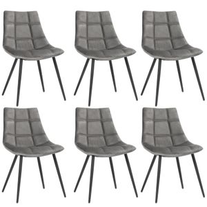 SONGMICS 6er Set Esszimmerstühle moderne Küchenstühle mit Metallbeinen Polsterstühle , Samtoberfläche, Loungesessel, grau LDC84GY-6
