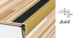 Effector Stufenkantenprofil aus eloxiertem Aluminium - Treppenkanten Schutz - (A44 Gold) Anti Rutsch Zierprofil Eckleiste rutschfest Treppenprofil