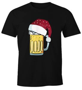 Herren T-Shirt Weihnachten lustig Bier Trinken Bierglas Weihnachtsmotiv Fun-Shirt Alkohol Moonworks® schwarz XL